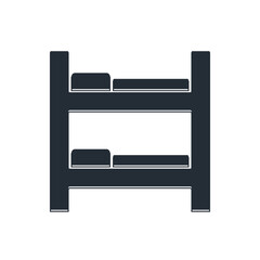 Black Hotel room bed icon isolated on white background. Vector