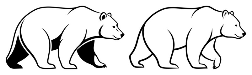 Obraz premium two walking bears side view in minimal style