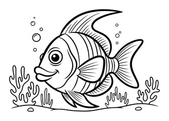 cartoon tropical fish underwater scene illustration