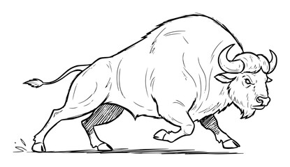 charging bison wild strong animal pose