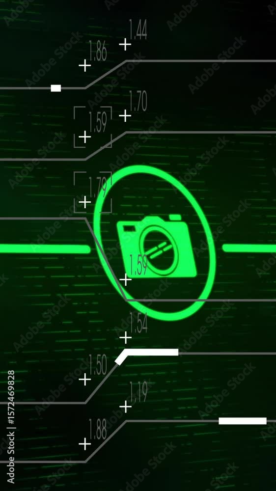 Poster animation of data processing over media icons