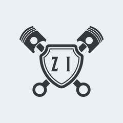 ZI Initials Vektor Stok Otomotif Logo Design