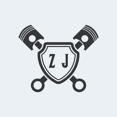 ZJ Initials Vektor Stok Otomotif Logo Design