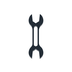 Black Wrench spanner icon isolated on white background. Vector