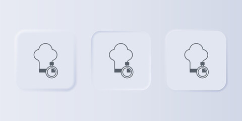 Grey Chef hat icon isolated on grey background. Cooking symbol. Cooks hat. Set icons in square buttons. Vector