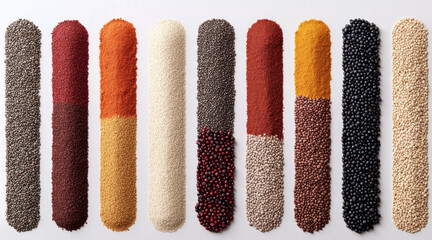 Vibrant Table Layout with Diverse Superfoods in Unique Arrangement