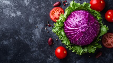 Top View of Colorful Salad Bowl with Fresh Ingredients and Vibrant Colors