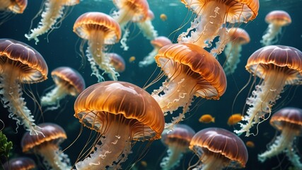 Ein Schwarm Quallen im Meer