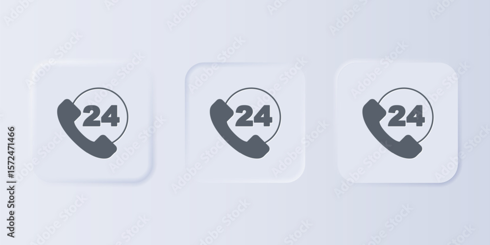 Aufkleber grey telephone 24 hours support icon isolated on grey background. all-day customer support call-cent
