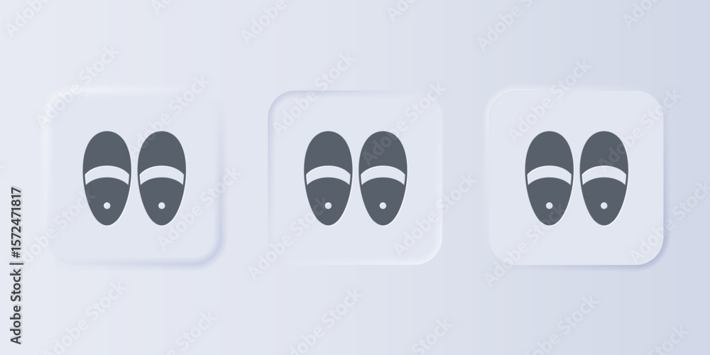 Poster grey slippers icon isolated on grey background. flip flops sign. set icons in square buttons. vector