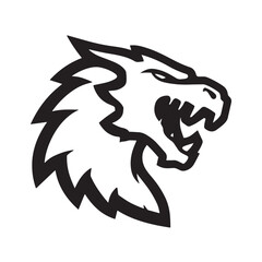 A fierce lion head tattoo design, ideal for a wild animal mascot or tribal illustration, features a powerful silhouette and artistic detailing