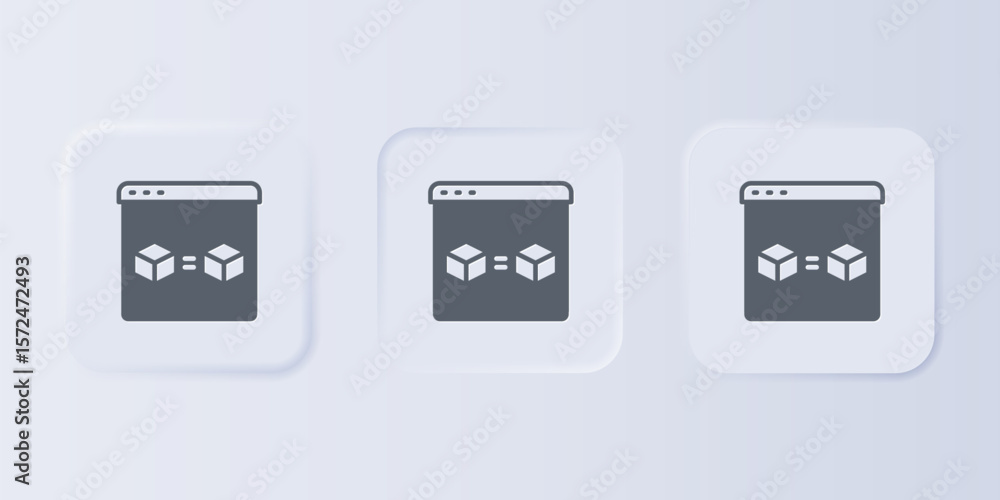 Aufkleber grey 3d printer perfect copy icon isolated on grey background. 3d printing. set icons in square butt