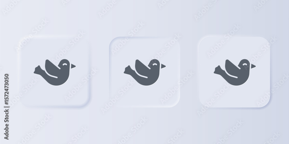Poster grey dove icon isolated on grey background. set icons in square buttons. vector
