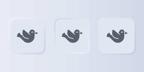 Grey Dove icon isolated on grey background. Set icons in square buttons. Vector
