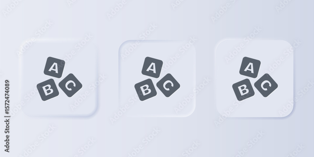 Poster grey abc blocks icon isolated on grey background. alphabet cubes with letters a,b,c. set icons in sq