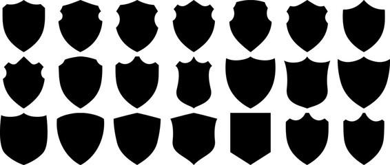 Shield Icons Vector Set | Black and White Emblems Collection for Badges, Security, and Gaming