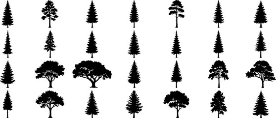 Tree Silhouettes Vector Set | Forest Illustration for Landscape Design and Nature Graphics