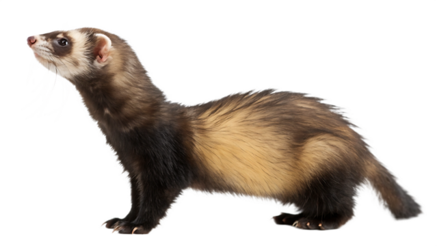 European polecat isolated on white background PNG. AI GENERATED.