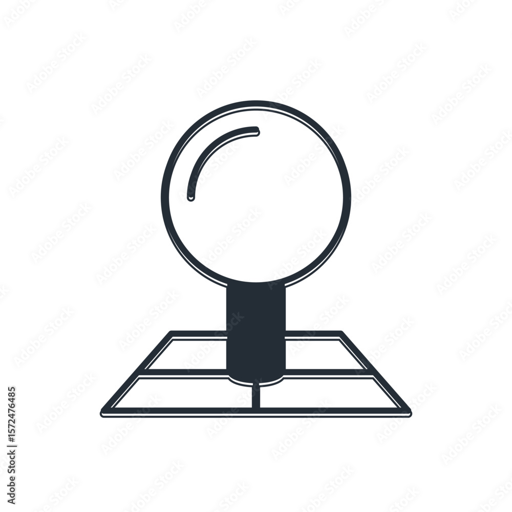 Poster black folded map with location marker icon isolated on white background. vector