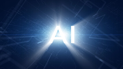 Concept AI artificial intelligence cyberspace on dark blue illustration background