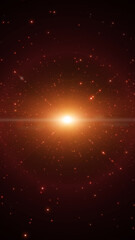 Futuristic red space light with star and dots illustration.