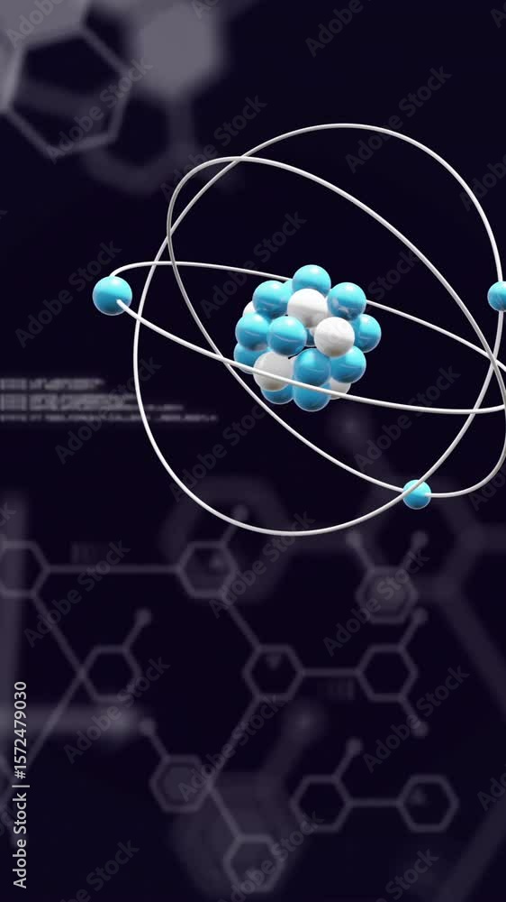 Poster animation of atoms and scientific data processing over network of connections