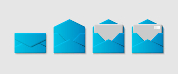 Envelopes set. 3D letter icon. Symbol of mail, messages.