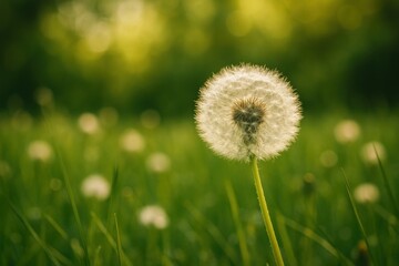 Serene dandelion in sunlight
