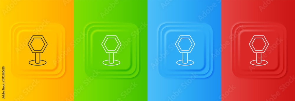 Poster white road traffic sign. signpost icon isolated on colorful background. pointer symbol. isolated str