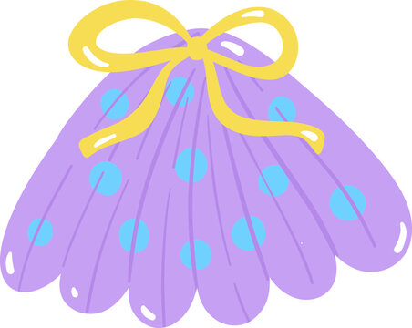 Adorable Hand Drawn Seashell with Cute Bow Clipart for Summer Design