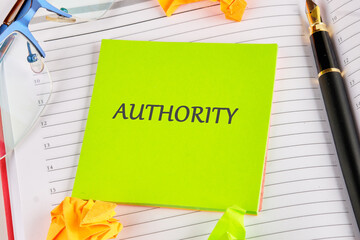 The word AUTHORITY. Business concept. A place to copy