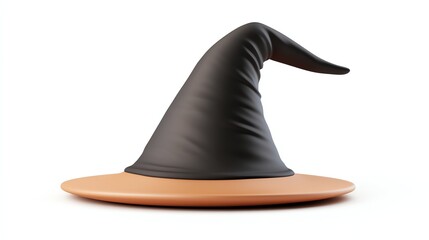 a witch hat clipart, costume element, 3D soft render, terracotta and black, isolated on white background