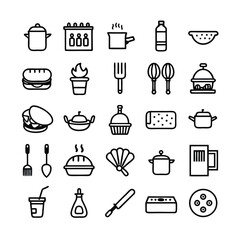 Kitchenware and Food Icons Collection cooking utensils