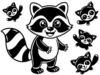 Fototapeta premium Character sheet of a cute baby raccoon