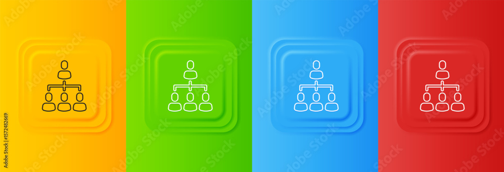 Poster white business hierarchy organogram chart infographics icon isolated on colorful background. corpora