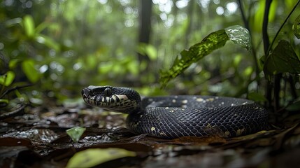 Obraz premium A snake in a lush rainforest
