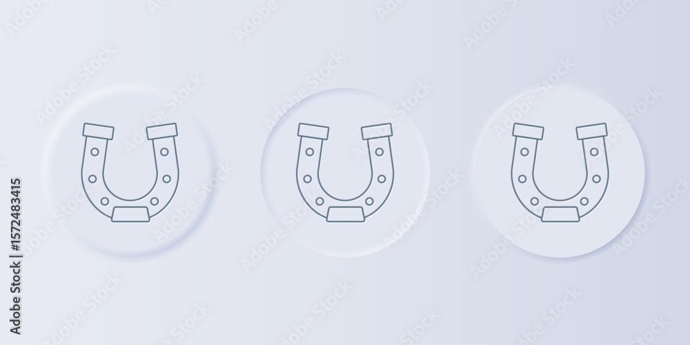 Poster grey horseshoe icon isolated on grey background. set icons in square buttons. vector