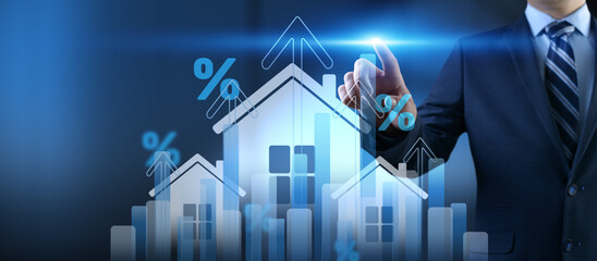 Real Estate Market Growth and Investment Trends with Financial Analytics and Property Value Increase.