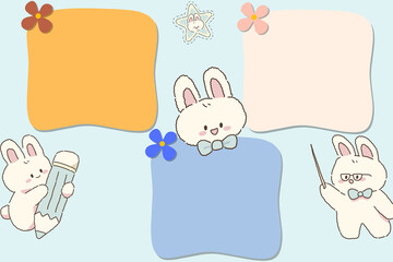Adorable Bunny Note Templates Cute Rabbit Illustrations for Planners and Journals