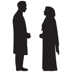 Silhouette illustration of a man and woman standing together as a islamic couple