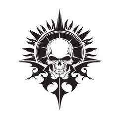 Obraz premium Gothic tribal skull with wings illustration for a rock and roll danger design