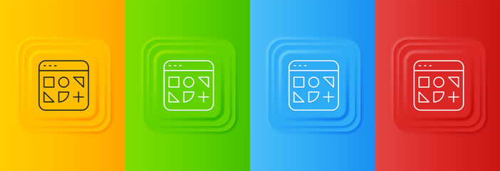 White Different files icon isolated on colorful background. Set icons in square buttons. Vector