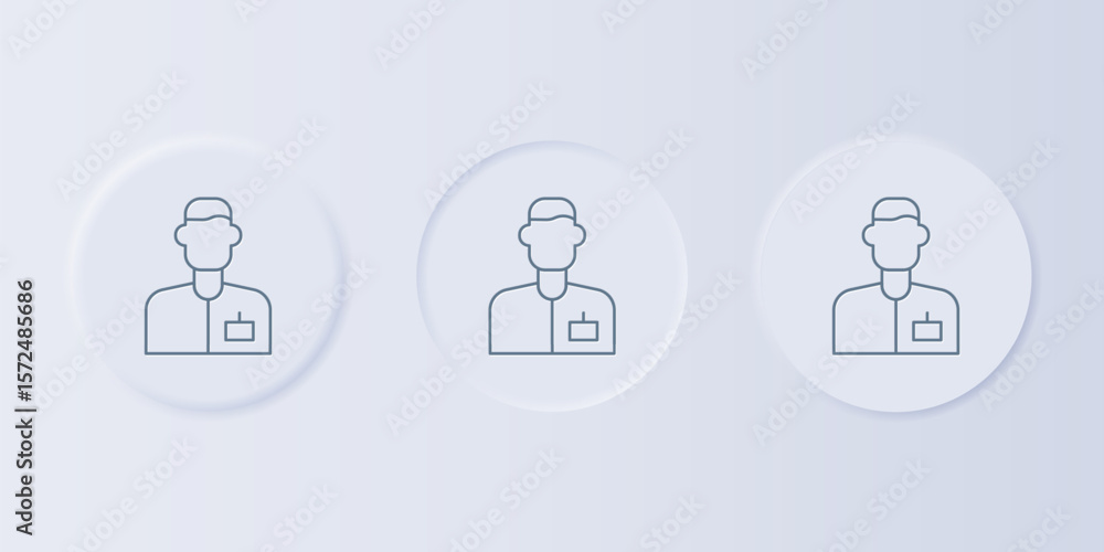 Poster grey analyst engineer icon isolated on grey background. set icons in square buttons. vector
