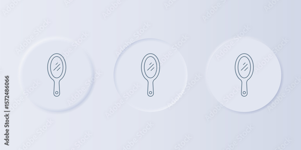 Poster grey hand mirror icon isolated on grey background. set icons in square buttons. vector