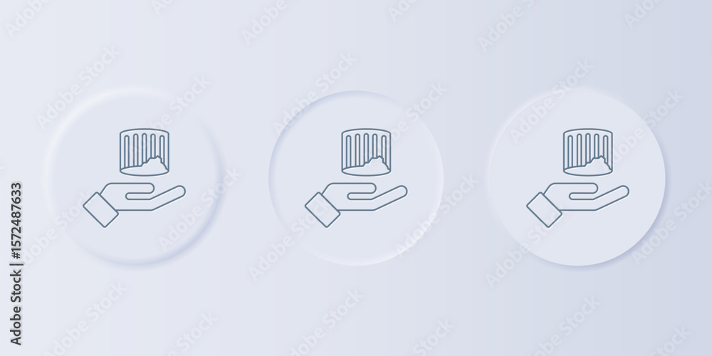 Poster grey ancient column icon isolated on grey background. set icons in square buttons. vector