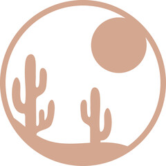 Obraz premium Round boho lanscape template for laer cutting