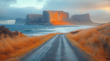 Fototapeta premium Dramatic coastal road at sunrise