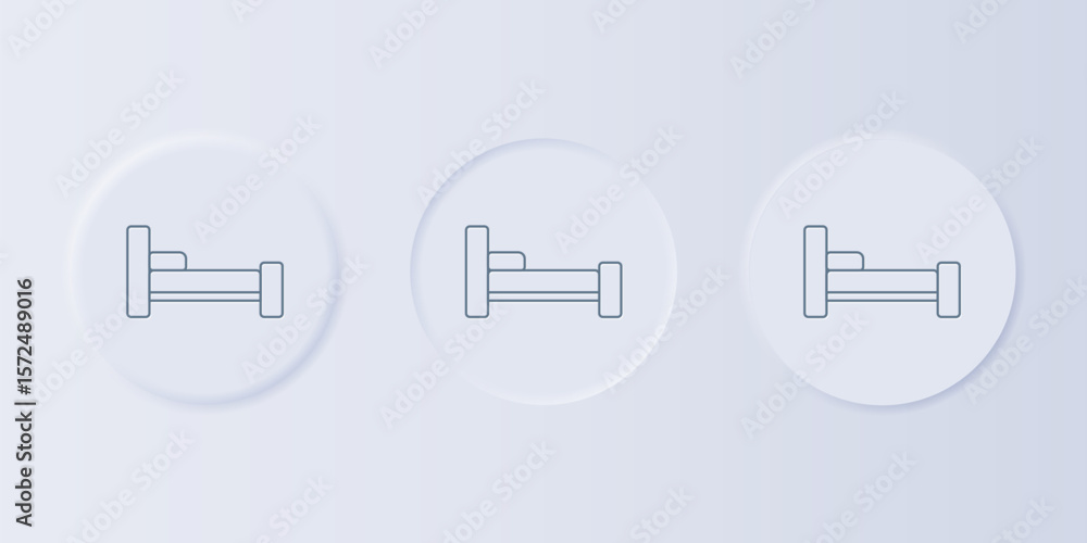 Poster grey bed icon isolated on grey background. set icons in square buttons. vector