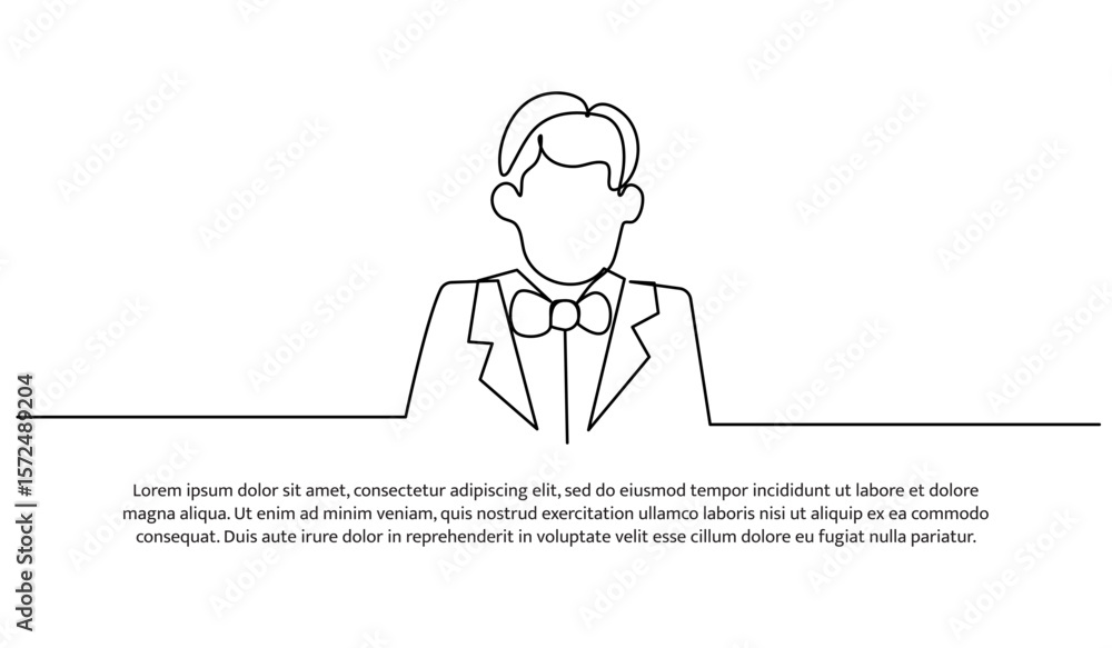 Poster one line of company leader. abstract minimal continuous line.