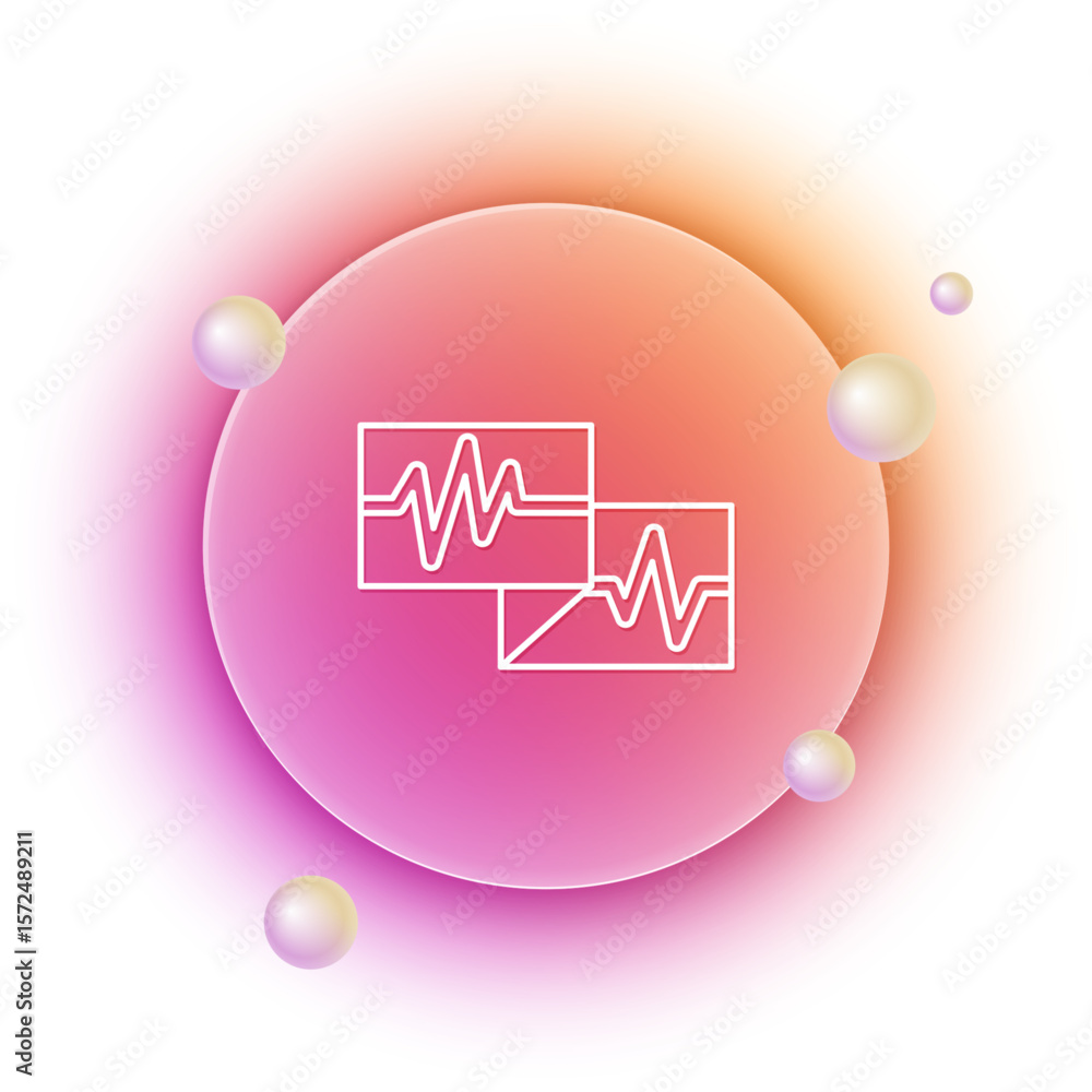 Poster white computer monitor with cardiogram icon isolated on white background. monitoring icon. ecg monit